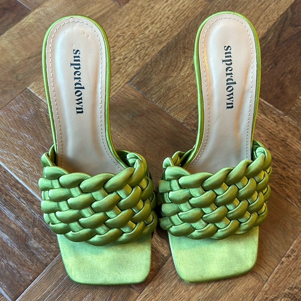 REVOLVE Superdown Jocelyn Braided Stiletto Heel in Green